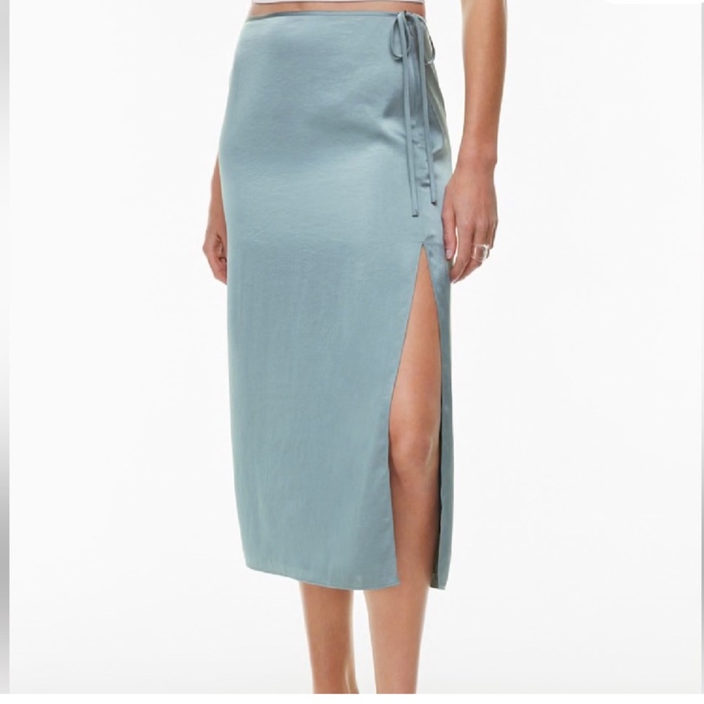 Wilfred Elixir Satin Midi Skirt 10 Slab Blue NWT